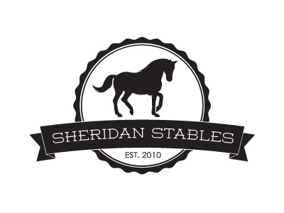 Sheridan Stables Logo (final) circle dressage horse icon logo one color ribbon rosette sheridan stables stables