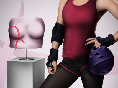Bust A Move - Magazine Cover Art breast cancer bust derby girls digital painting illustration roller derby