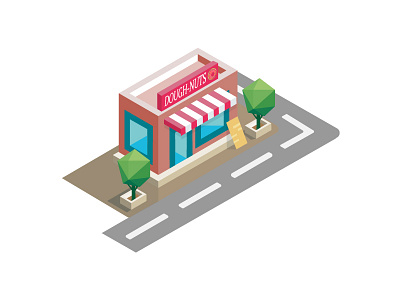 Little Dough-Nut Shop building donut isometric shop