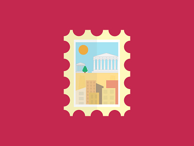 Acropolis & the city Stamp acropolis athens city flat stamp