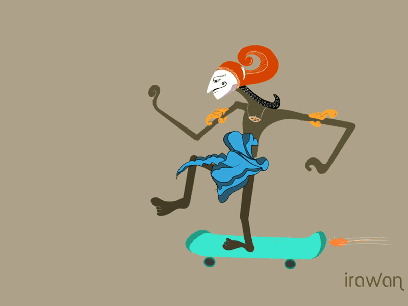Wayang Irawan Skater aftereffects animation animations gif illustration loop procreate skateboard skateboarder skateboards skater skater loop wayang