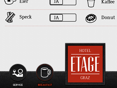 Etage Graz App app branding breakfast ipad ui