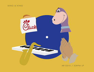 Jesus Is King (Dino Is King) blue chicken design dino hands illustration kanyewest minimal piano praying saxophone vector yellow