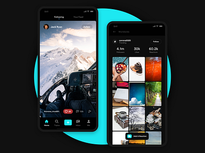 TikTok Like App UI Inspiration android app dark dark theme dark ui design ios ios app platform share shares social tiktok ui ui ux design ui dashboard ux video