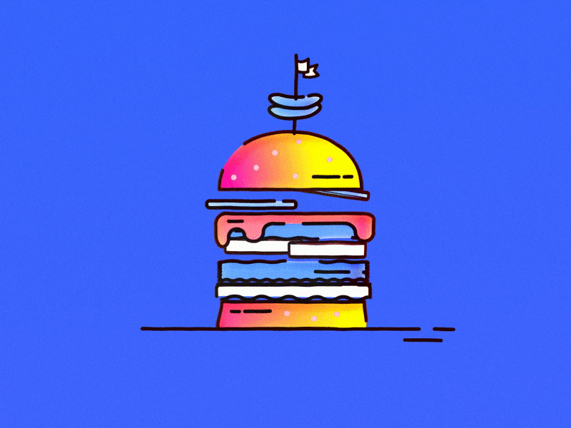 Burger Time! aftereffects animation barbeque bbq bright burger burgers design food hamburger illustration looping orange sauce summer texture