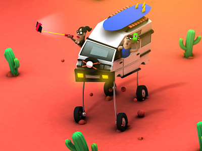 Vann'in australia cactus camping character cinema 4d colour desert design illustration surf texture van