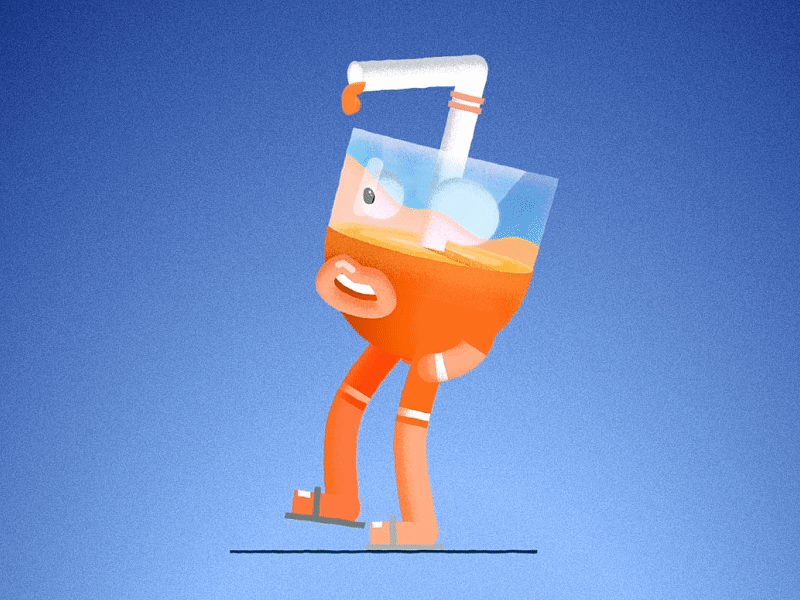 Joocy after effects animation character colour design illustration juice liquid orange summer texture ui walk walk cycle