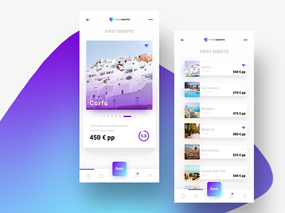 TravelPlasma app aquamarine gradient iphonex mobile purple travel ui ux