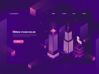 My first isometric illustration concept design gradient illustration isometric landing page ui ux violet