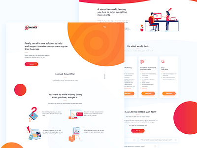 Growly - One Page illlustration one orange page red ui ux web