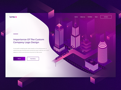 Isometric City builds city design illustration isometric landing page ui ux violet web