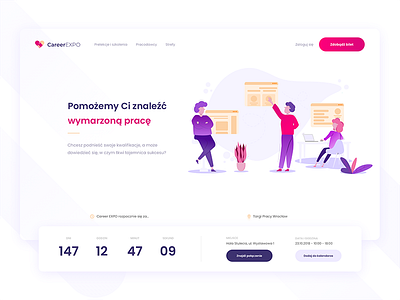 Career EXPO - One Page 🔥🙈🇵🇱 clean design expo fair flat illustrations job shadow ui ux work