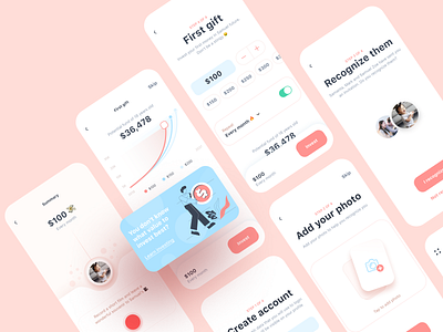 Investing app 💸 app banking clean design feature fintech flat flow future illustration investing ios kids mobile product signup steps ui ux wizard