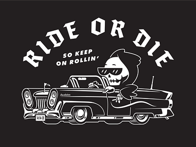 Ride or Die bones car continental death grim reaper vector
