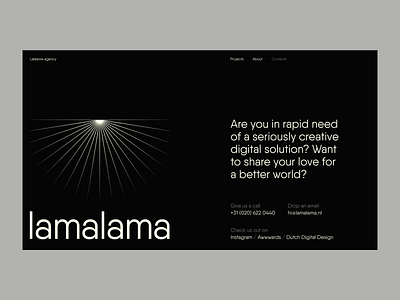Lamalama contact page contacts swiss typography typography ui web design