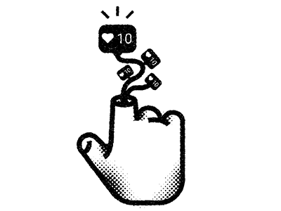 Love Tap black and white design finger halftone hand icon illustration retro social media texture