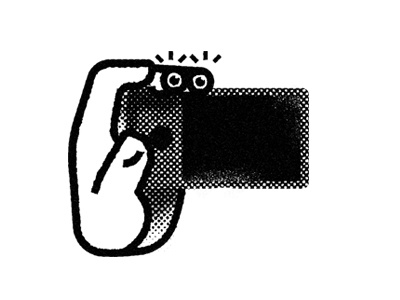 Selfpry black and white design halftone hand icon illustration retro selfie social media texture