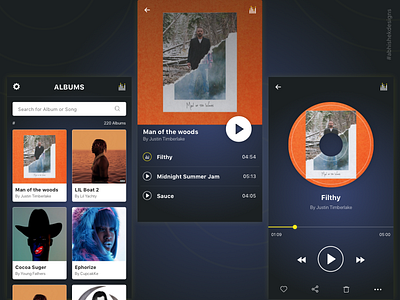 Social Music App album app minimal mobile music player profile user