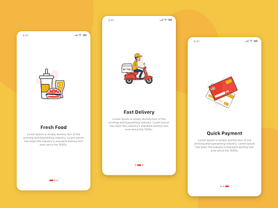 Food App Walkthroughs app design illustration minimal ui ux vector