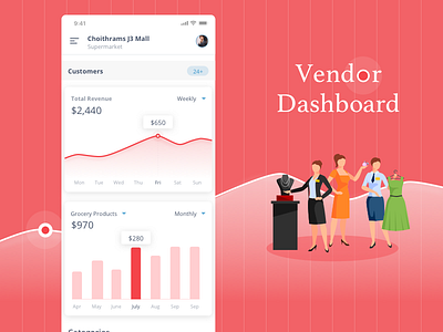 Vendor Dashboard Concept design illustration minimal typography ui ux vector