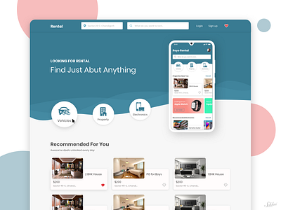 Landing Page - Rental branding design iconography landingpage minimal ui ux