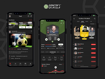 Football - Grintafy android design experience football football club iconography minimal sports typography ui user ux