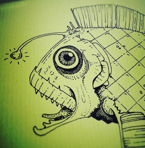 Angler fish (detail) doodle drawing fish illustration pen ink