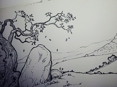 Landscape continued... blackwhite illustration landscape penink