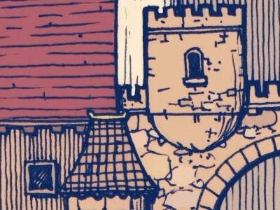 The City & The Castle black white castle cityscape drawing illustration pen pen ink sketch