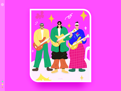 My favorite band series 4 band color design flat illustration