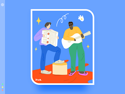 My favorite band series 6 band blue color design flat illustration