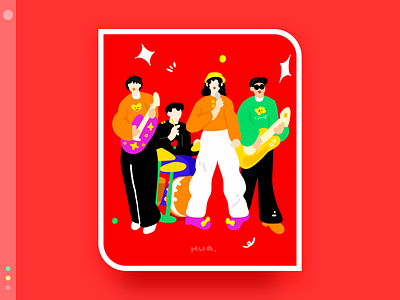 My favorite band series 9 band design flat illustration red