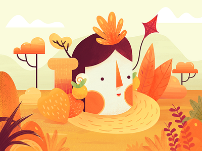 Daily exercise 008- Autumn girl illustration autumn flat illustration