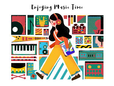Daily exercise 017-music time art design flat illustration music