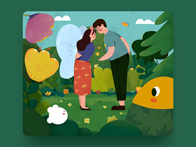 Spring couple design emotion illustration spring