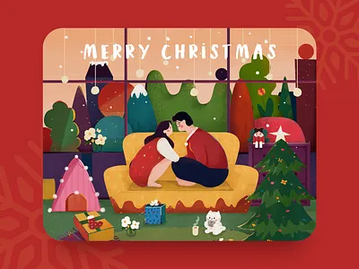 Merry Christmas couple design illustration merry christmas merrychristmas