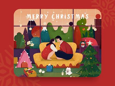 Merry Christmas couple design illustration merry christmas merrychristmas