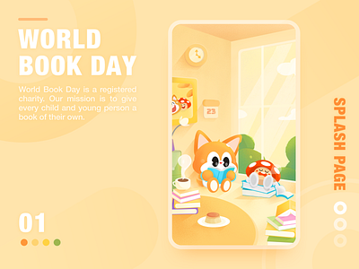 World Book Day app branding color cute emotion flat illustration ui world book day