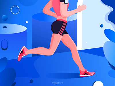 running blue color design flat illustration running ui