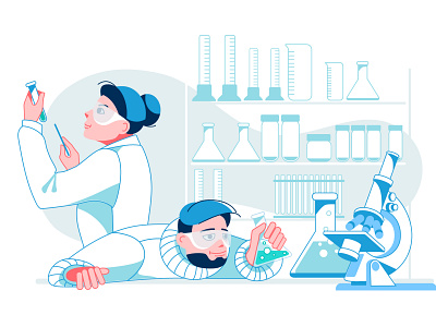 laboratory characters design equipment illustration interior laboratory professional research science vector