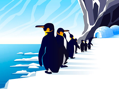Penguine antarctic art illustration penguins