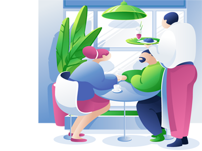 Restaurant character couple design illustration restaurant vector