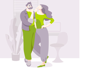 Couple character couple thinking design vector art vector illustration