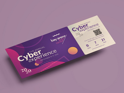 Cyber Experience - Event Ticket Template arena card clean cmyk event exclusive expo flat geometric gift invite modern print print ready professional purple show tech template ticket