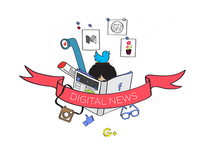 Digital News Illustration bratislava digital drawing facebook illustration marketing news online social social media twitter wall