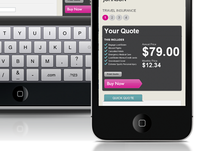 mobile quote & buy mobile responsive ui