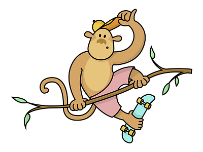 Monkey see, monkey skate illustration illustrator monkey skate