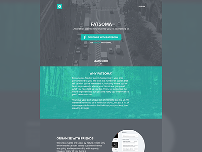 Fatsoma Homepage Concept events fatsoma flat green homepage landing page tickets ui ux web