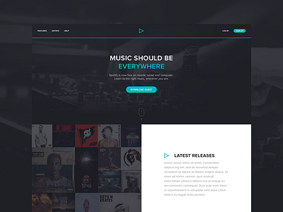 Music Theme Concept blue dark flat green minimal music simple theme typography web