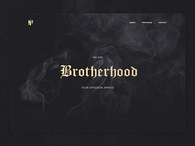 Brotherhood Preview Concept agency blackletter dark depth gold gothic medieval smoke studio ui ux web